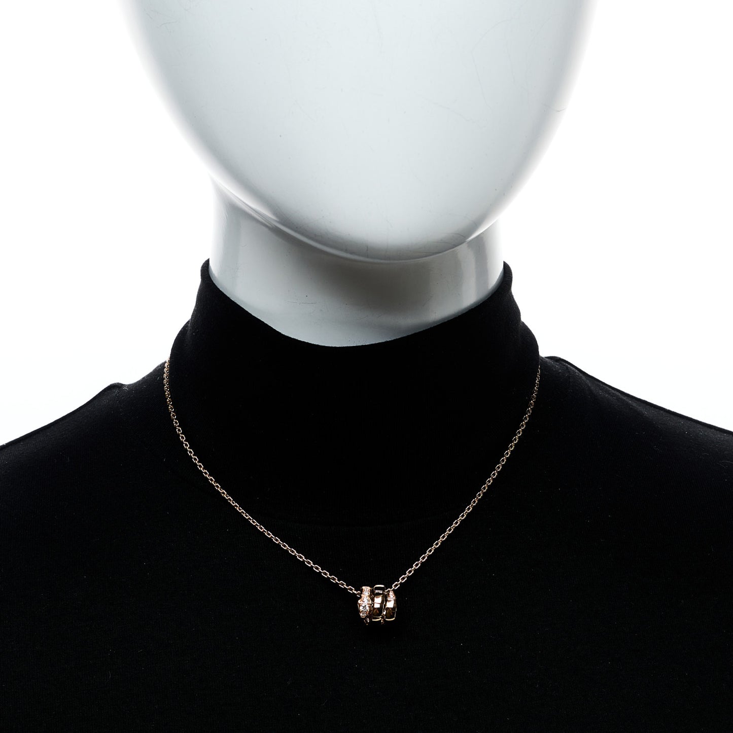 18K Rose Gold Diamond Serpenti Viper Demi Pave Pendant Necklace