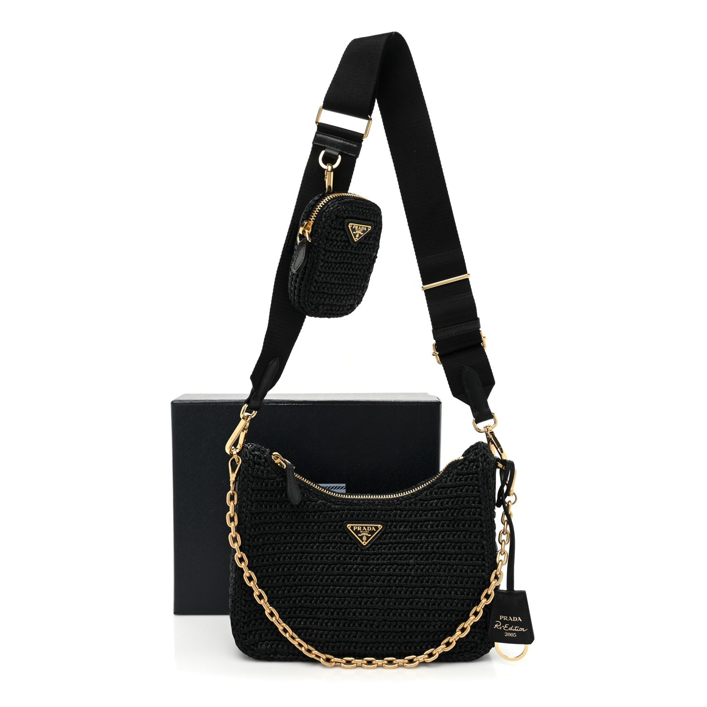 Yarn Raffia Effect Crochet Re-Edition 2005 Shoulder Bag Black