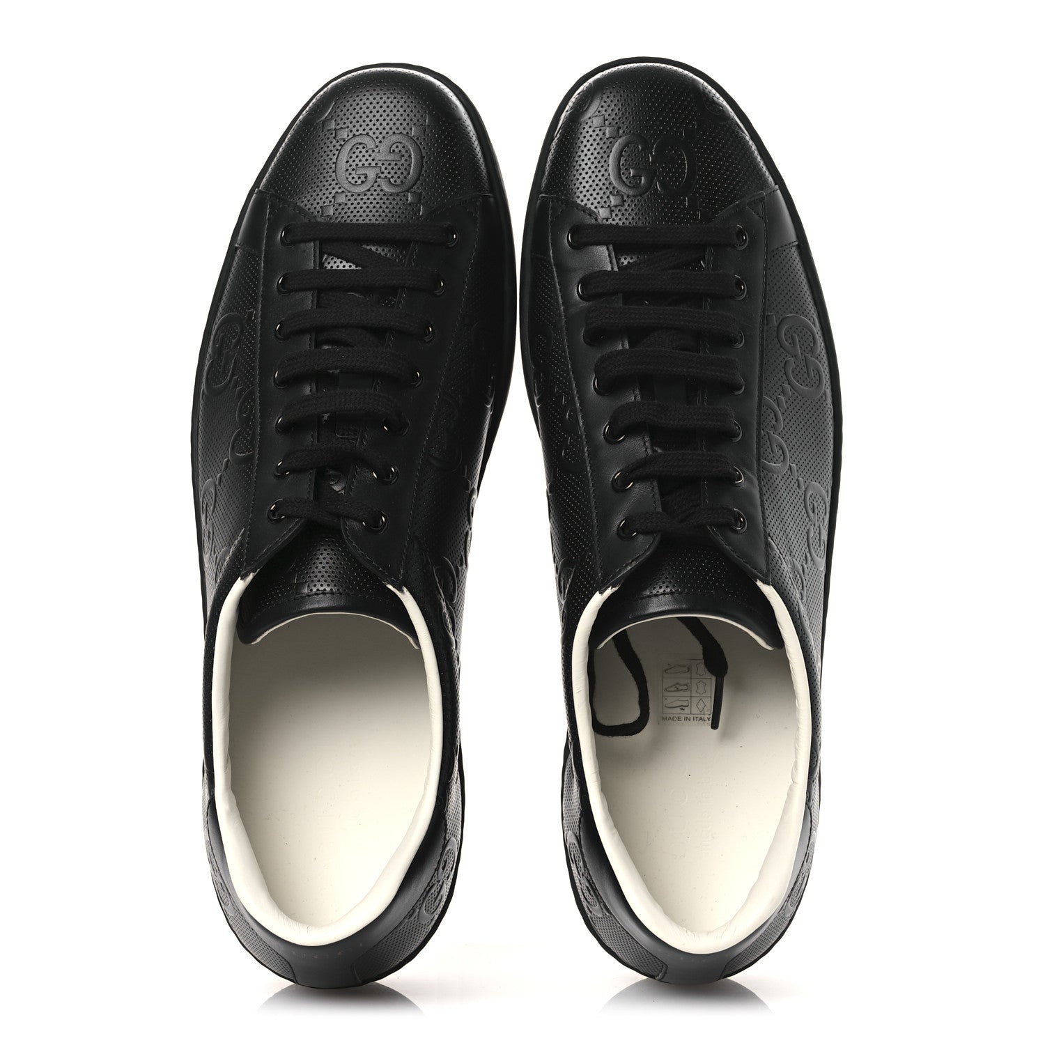 Gucci Calfskin GG Tennis Embossed Mens Ace Sneakers 13 Black 2 of 10