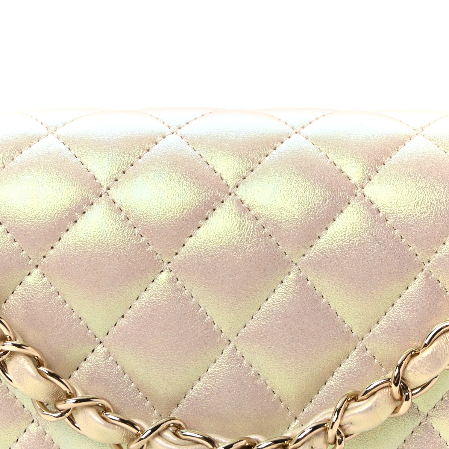 Chanel Iridescent Lambskin Quilted Medium Double Flap Ivory 8 of 11