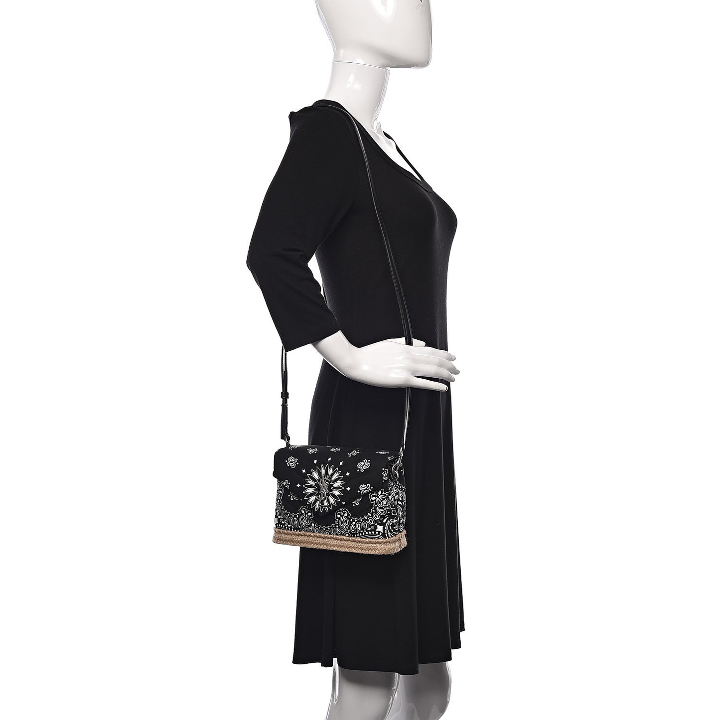 Cotton Bandana Y Quilted Monogram Toy Loulou Crossbody Bag Black White