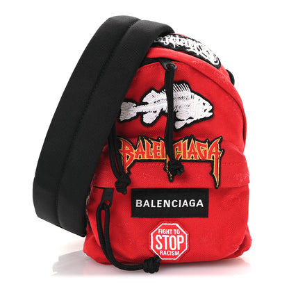 Balenciaga Recycled Casual Nylon Patches Mini Explorer Crossbody Backpack Red 1 of 11
