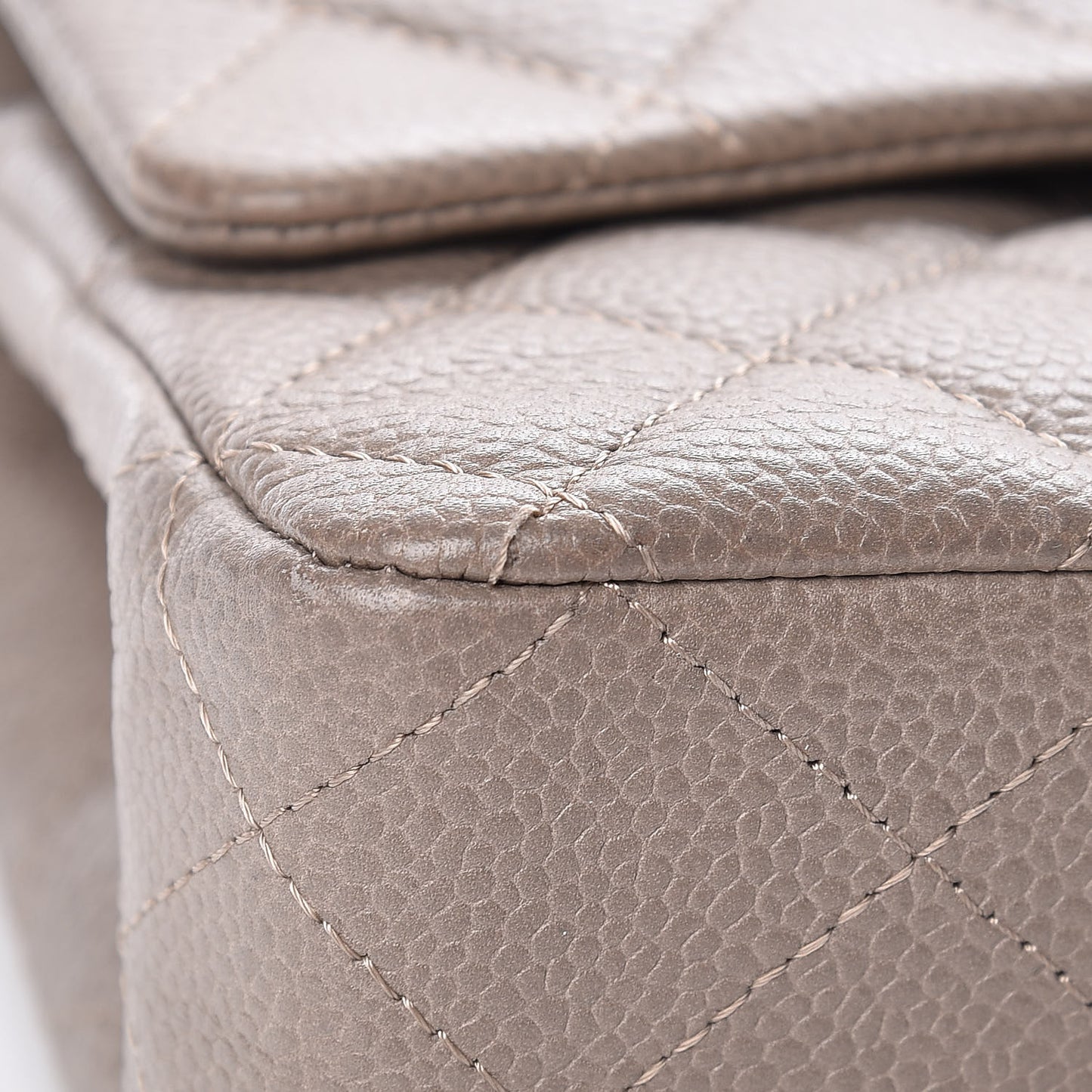 Caviar Quilted Medium Double Flap Taupe