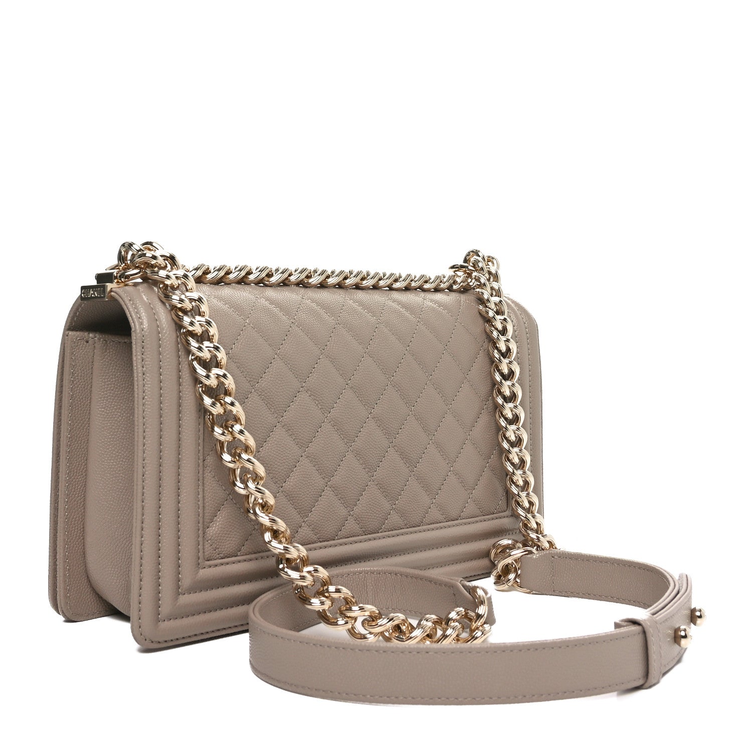 Chanel Caviar Quilted Medium Boy Flap Dark Beige 3 of 11