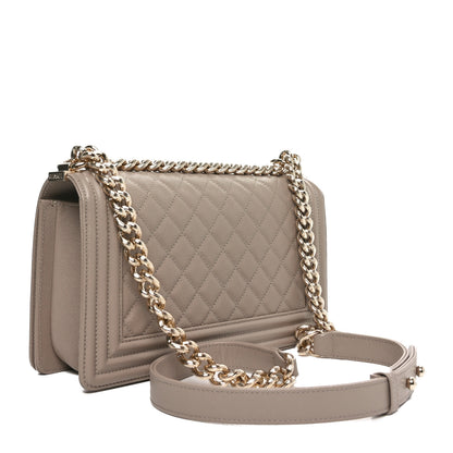 Chanel Caviar Quilted Medium Boy Flap Dark Beige 3 of 11