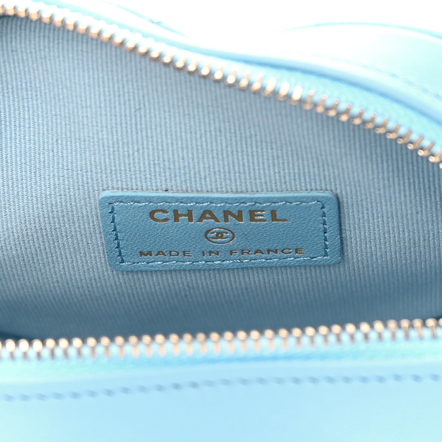 Lambskin Quilted CC In Love Heart Clutch With Chain Light Blue