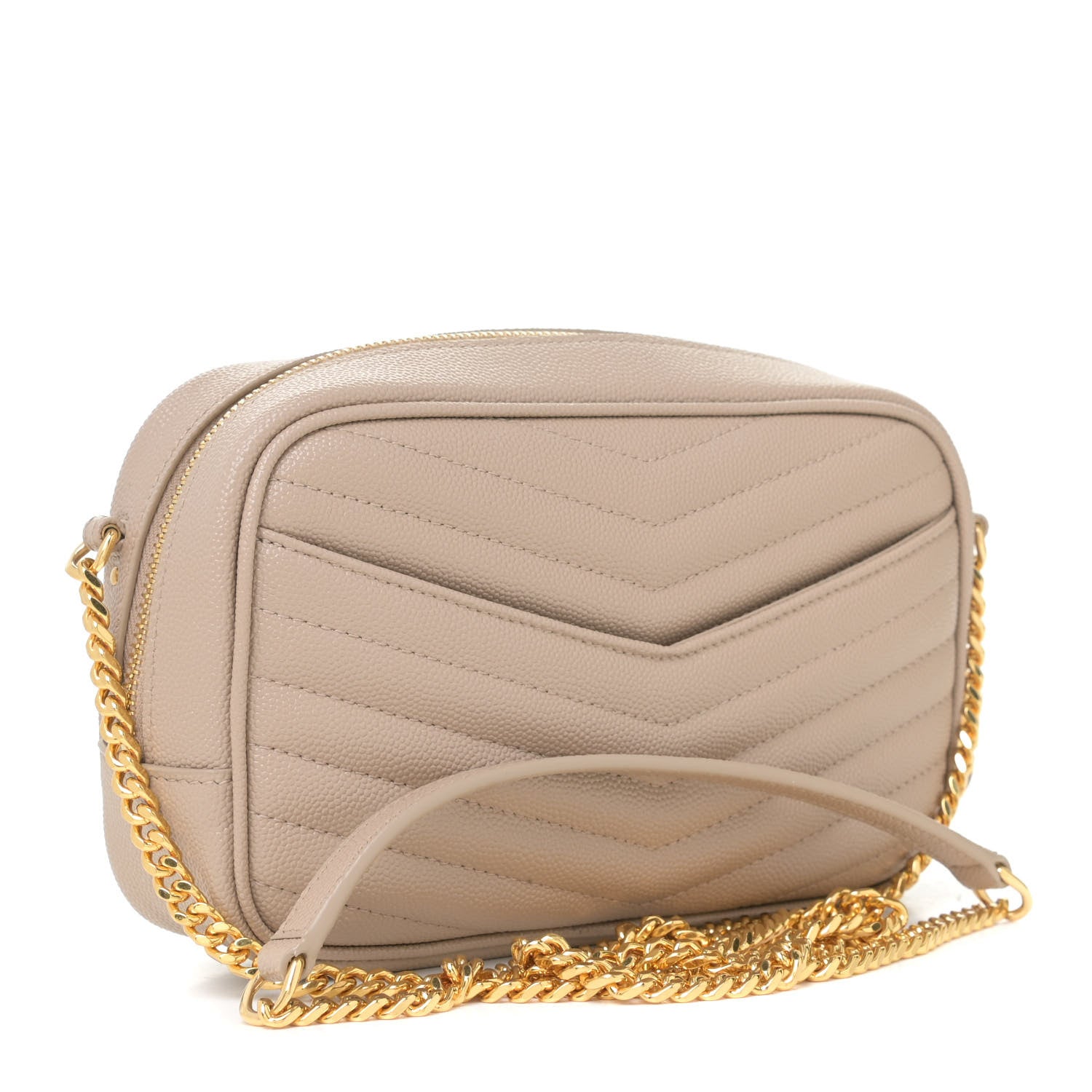 Saint Laurent Grain De Poudre Matelasse Monogram Mini Lou Camera Bag Dark Beige 3 of 10
