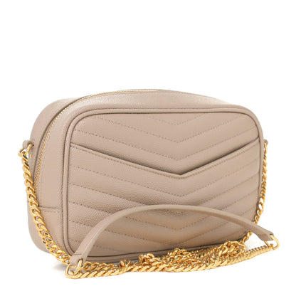 Saint Laurent Grain De Poudre Matelasse Monogram Mini Lou Camera Bag Dark Beige 3 of 10