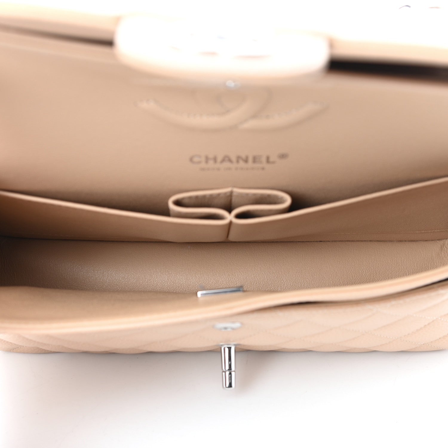Chanel Caviar Quilted Medium Double Flap Beige 5 of 9