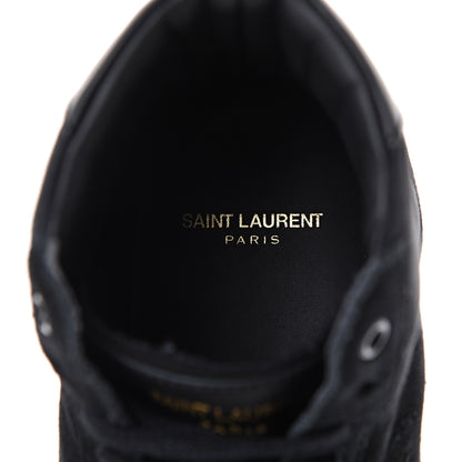 Saint Laurent Distressed Canvas Mens Classic Court High Top Sneakers 42 Black 7 of 11