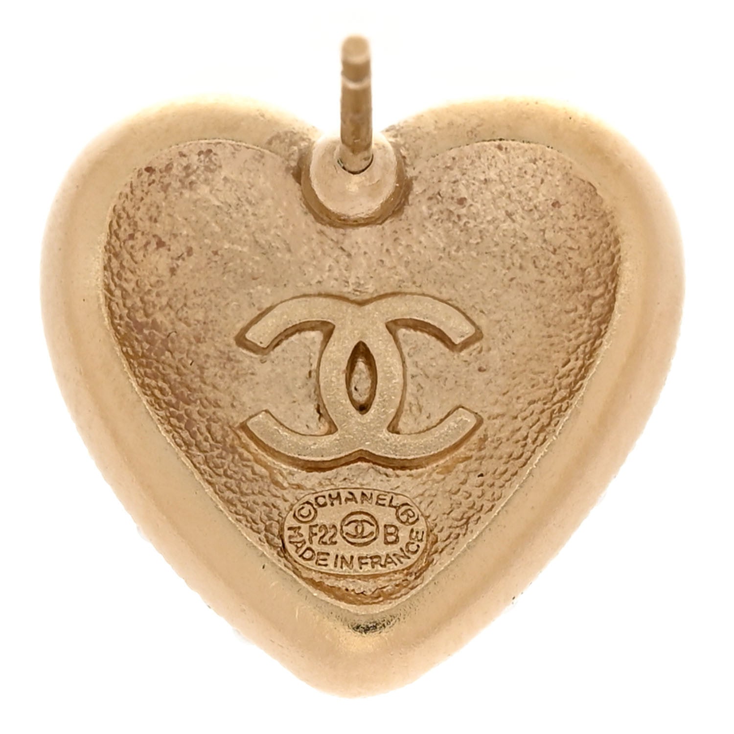 Chanel Pearl Crystal CC Heart Earrings Gold White Gold 4 of 5