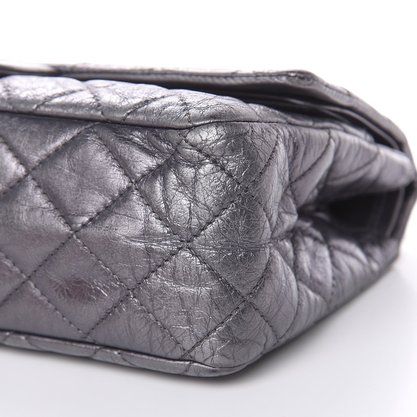 Metallic Aged Calfskin Quilted 2.55 Reissue 227 Flap Dark Silver