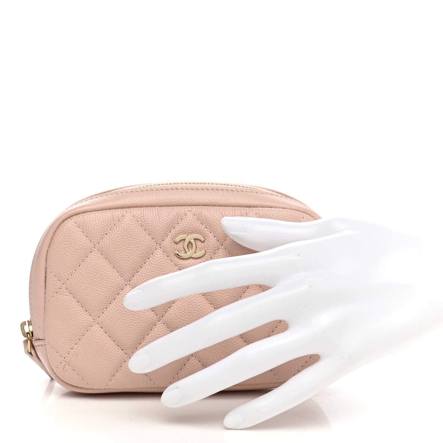 Chanel Caviar Quilted Small Curvy Pouch Cosmetic Case Light Pink 2 of 8