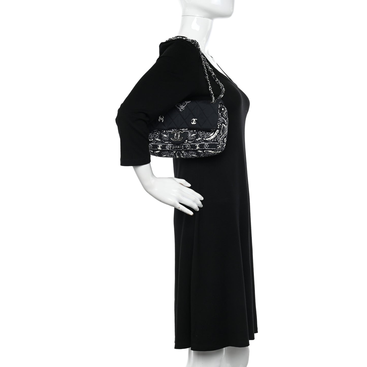 Cotton Quilted Small Bandana Single Flap Black