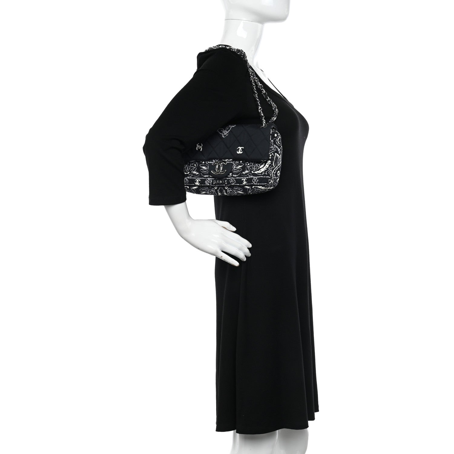 Chanel Cotton Quilted Small Bandana Single Flap Black 3 of 11