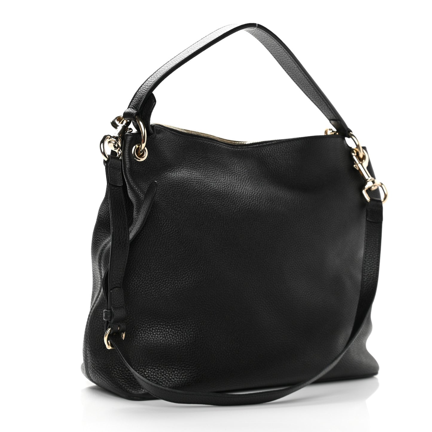 Pebbled Calfskin Large Soho Hobo Black