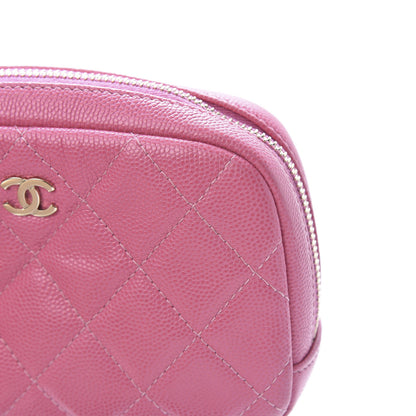 Chanel Caviar Quilted Small Curvy Pouch Cosmetic Case Pink 8 of 9