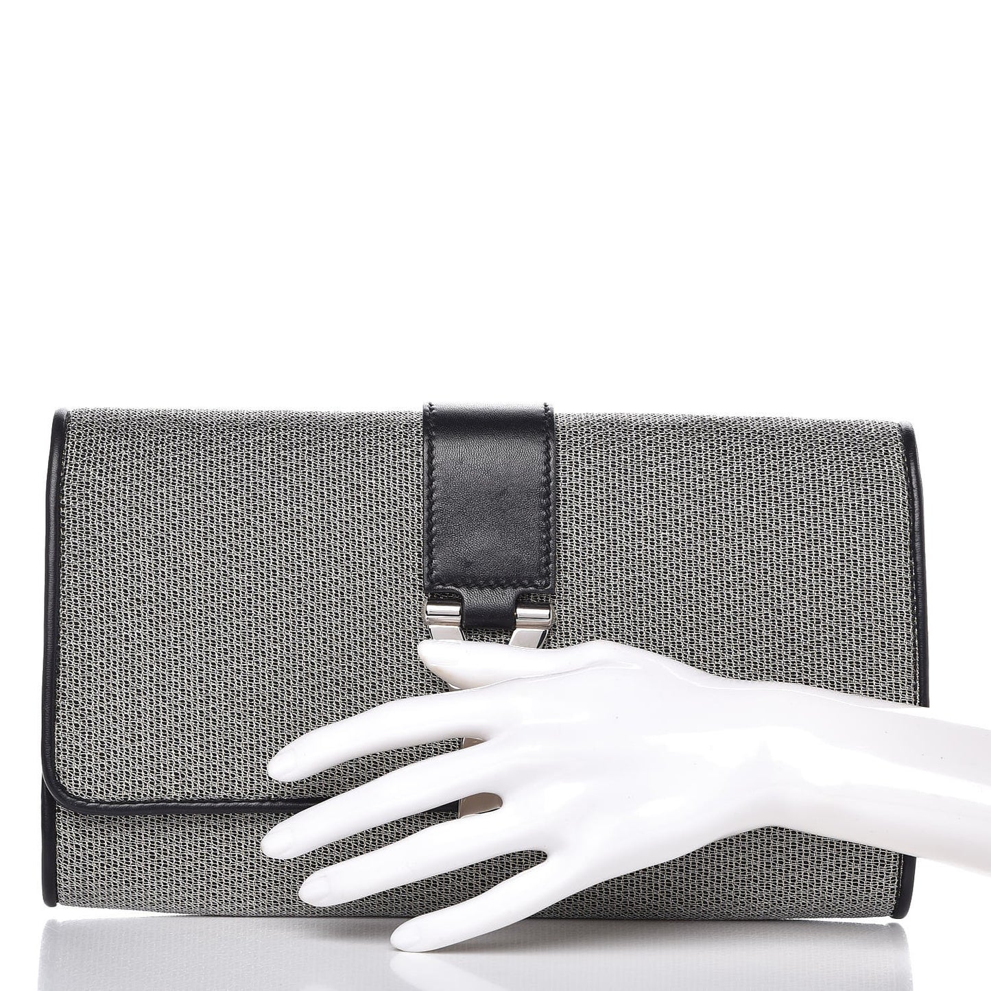 Metallic Mesh Calfskin Classic Y Ligne Clutch Silver Black