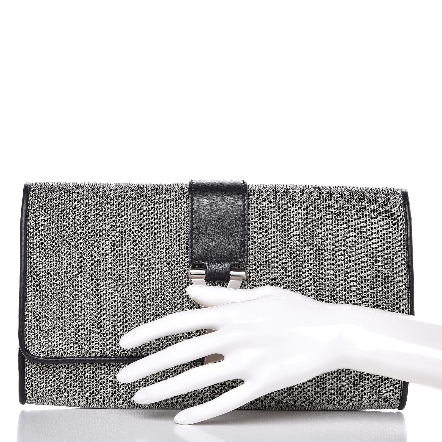 Saint Laurent Metallic Mesh Calfskin Classic Y Ligne Clutch Silver Black 2 of 8