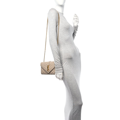 Saint Laurent Grain De Poudre Textured Mixed Matelasse Triquilt Small Monogram Satchel Dark Beige 2 of 16