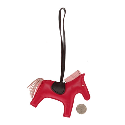 Hermes Milo Lambskin Grigri Rodeo Horse Bag Charm PM Rose Sakura Framboise Rouge Sellier 2 of 5