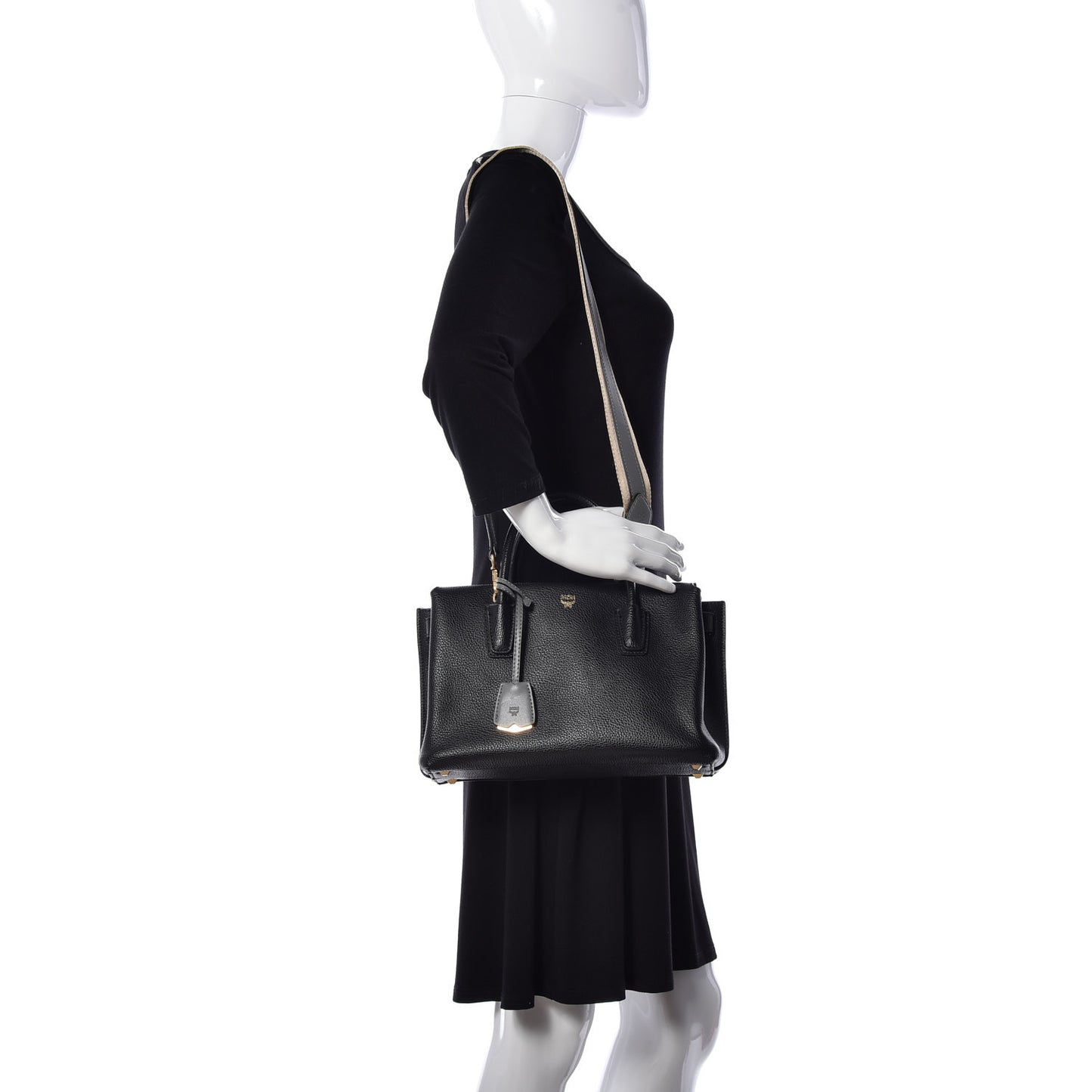 Grained Calfskin Medium Milla Tote Black