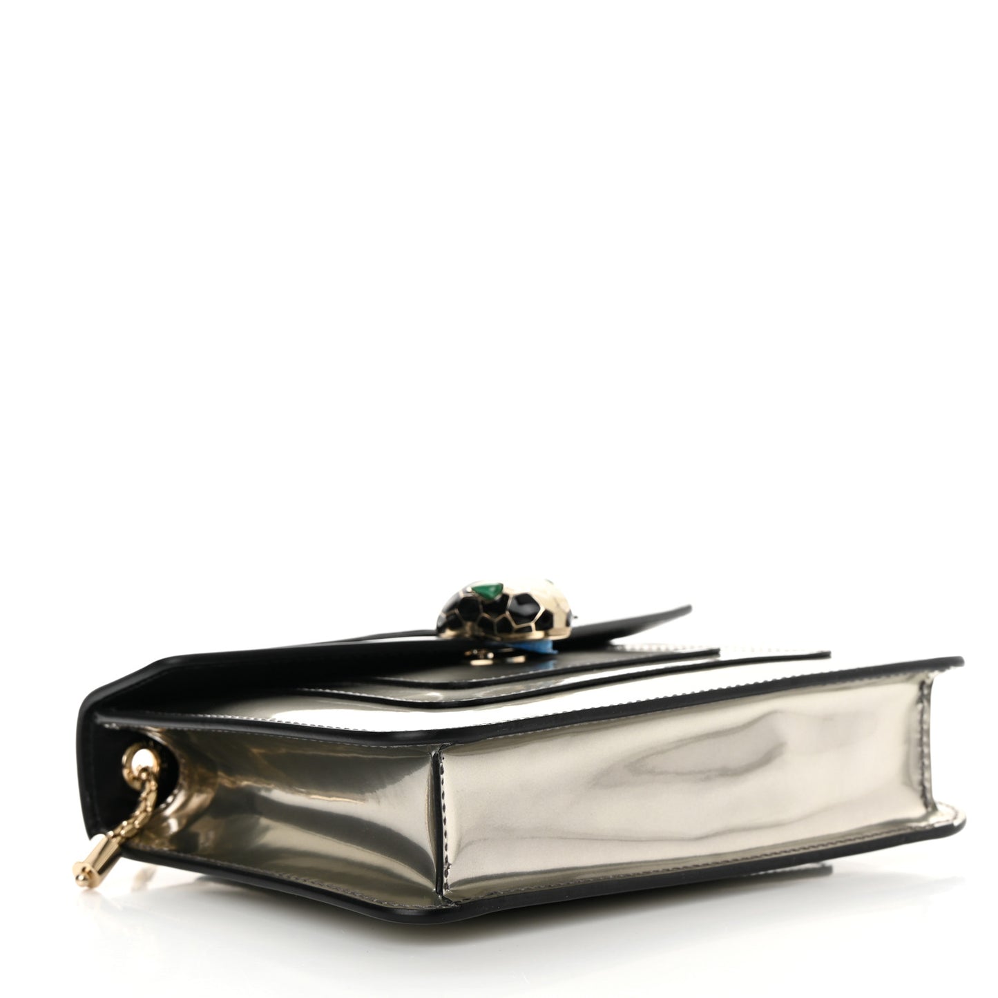 Metallic Calfskin Small Serpenti Forever Snake Strap Crossbody Bag Silver