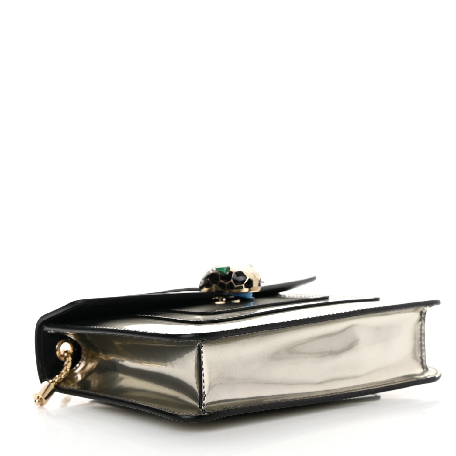 Bulgari Metallic Calfskin Small Serpenti Forever Snake Strap Crossbody Bag Silver 4 of 10