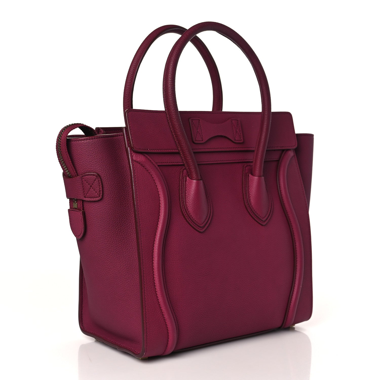 Celine Drummed Calfskin Micro Luggage Plum 3 of 10