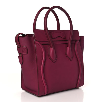 Celine Drummed Calfskin Micro Luggage Plum 3 of 10