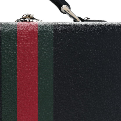 Gucci Dollar Calfskin Web Savoy Medium Top Handle Beauty Case Dark Blue 7 of 9