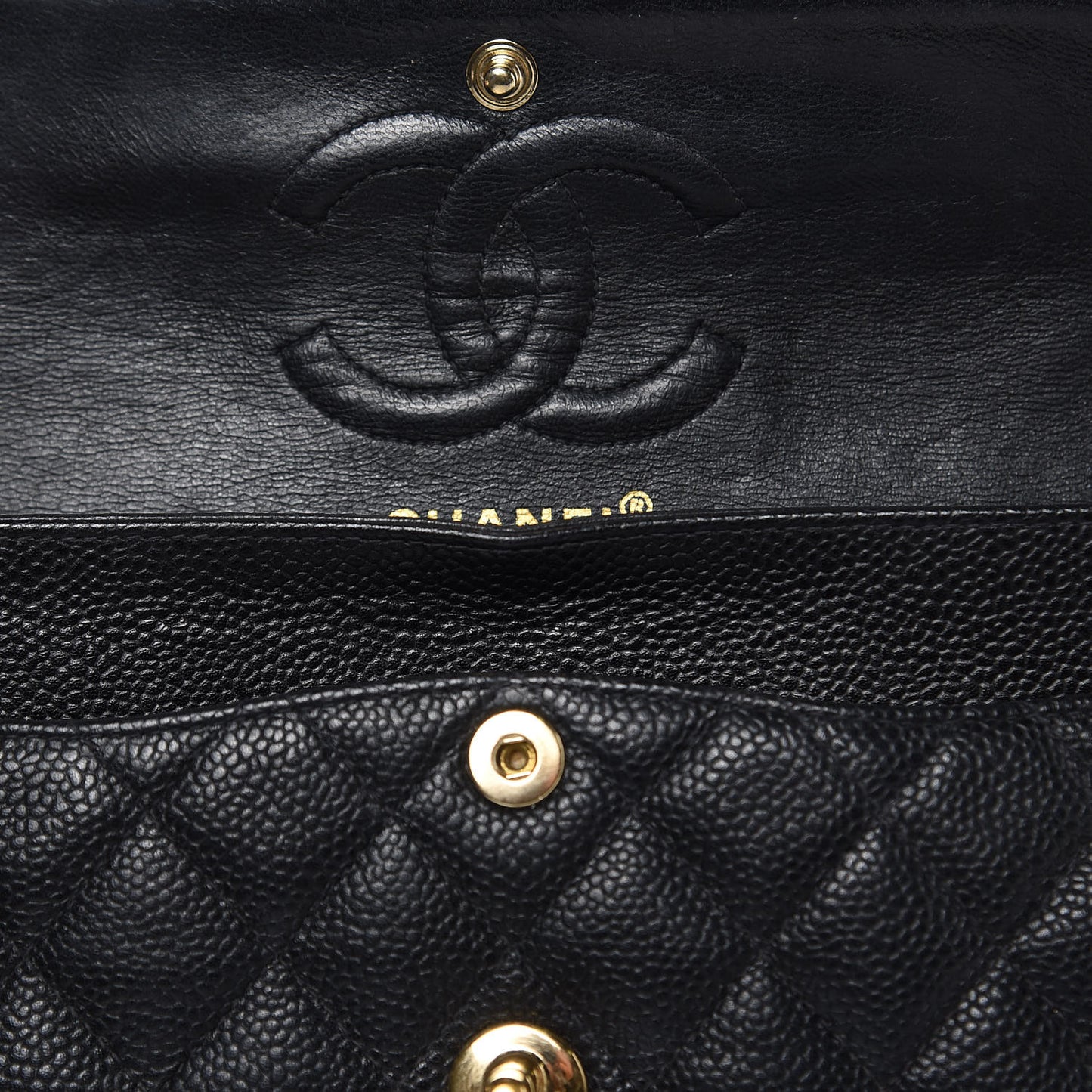 Caviar Quilted Small Double Flap Black