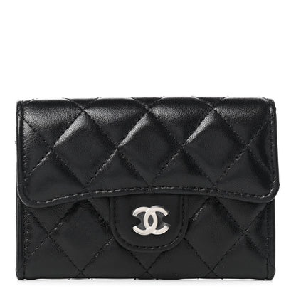 Chanel Lambskin Quilted Flap Card Holder Wallet Black 1 of 8