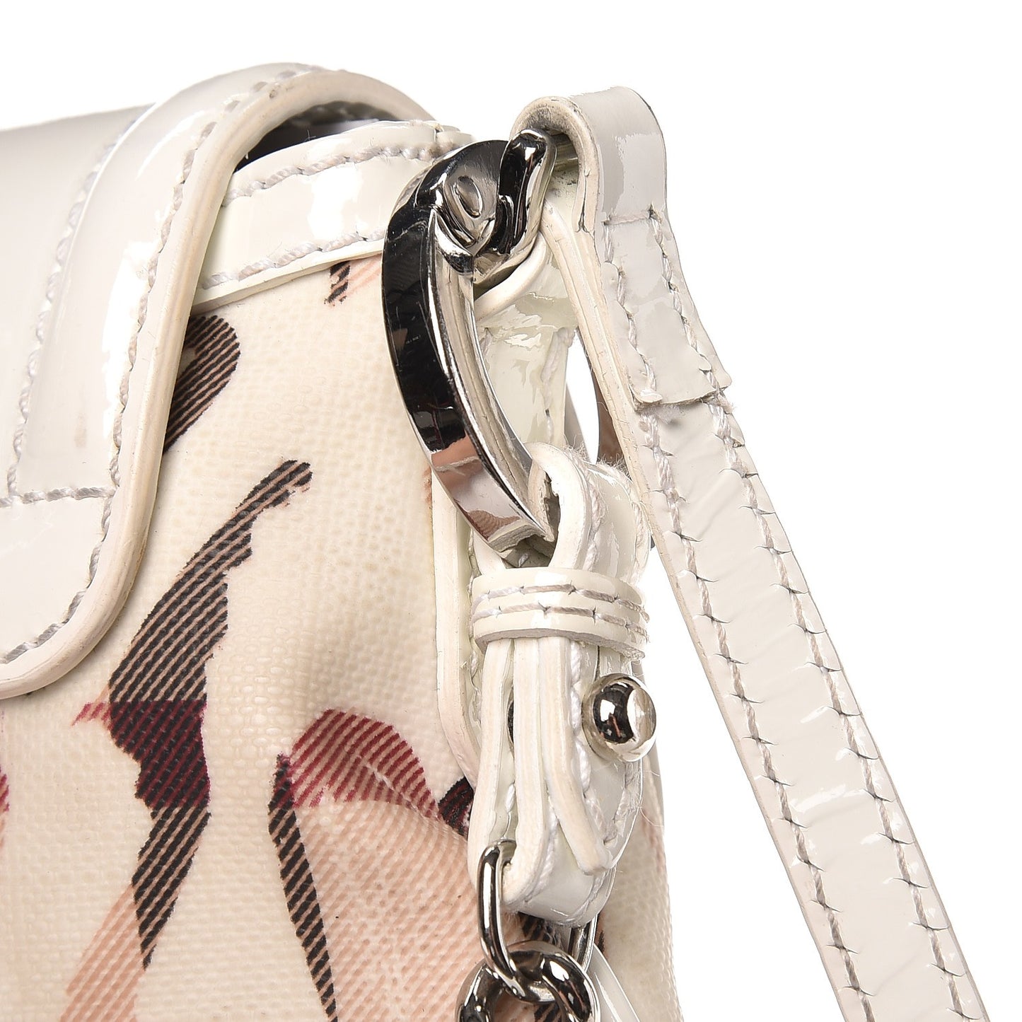Patent Heart Print Supernova Check XS Aspley Crossbody White