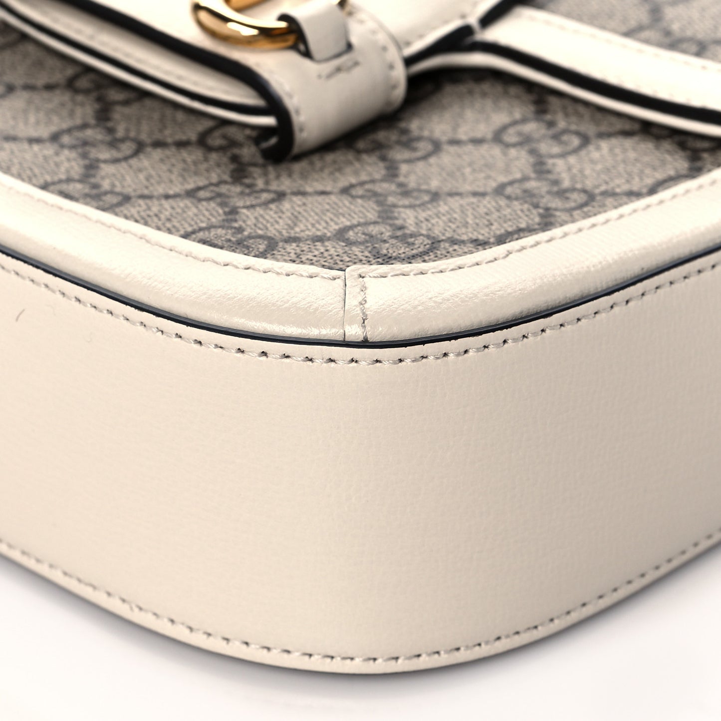 GG Supreme Monogram Web Mini Horsebit 1955 Shoulder Bag Beige Mystic White
