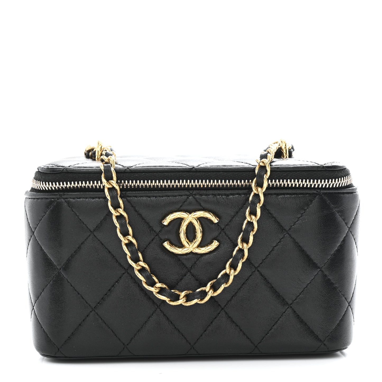 Lambskin Quilted Small CC Dynasty Vanity Case With Chain Black