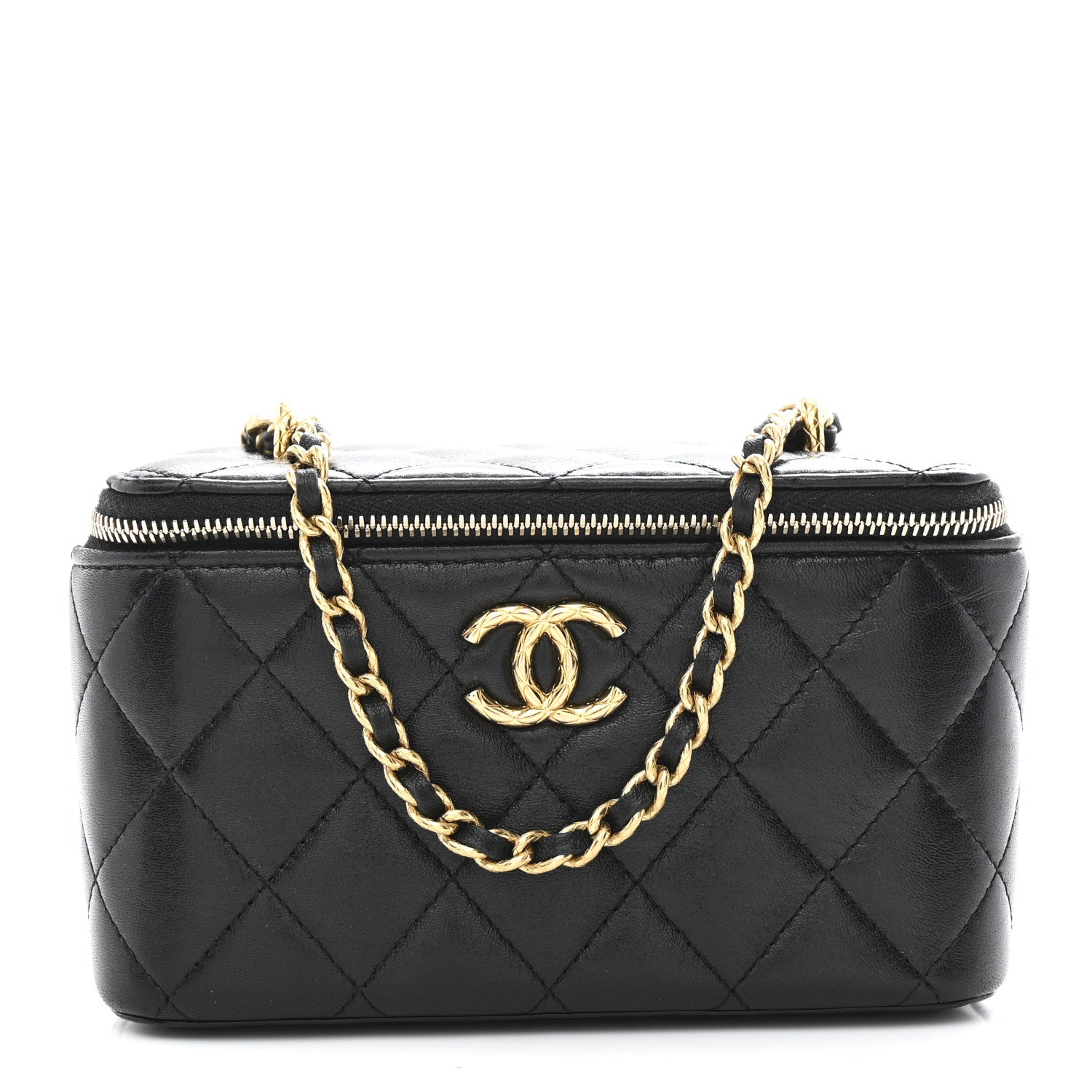 Chanel Lambskin Quilted Small CC Dynasty Vanity Case With Chain Black 1 of 10