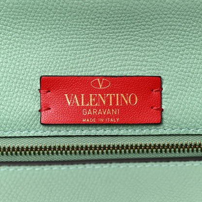 Valentino Garavani Grainy Calfskin Large Vlogo Clutch Water Green 6 of 7