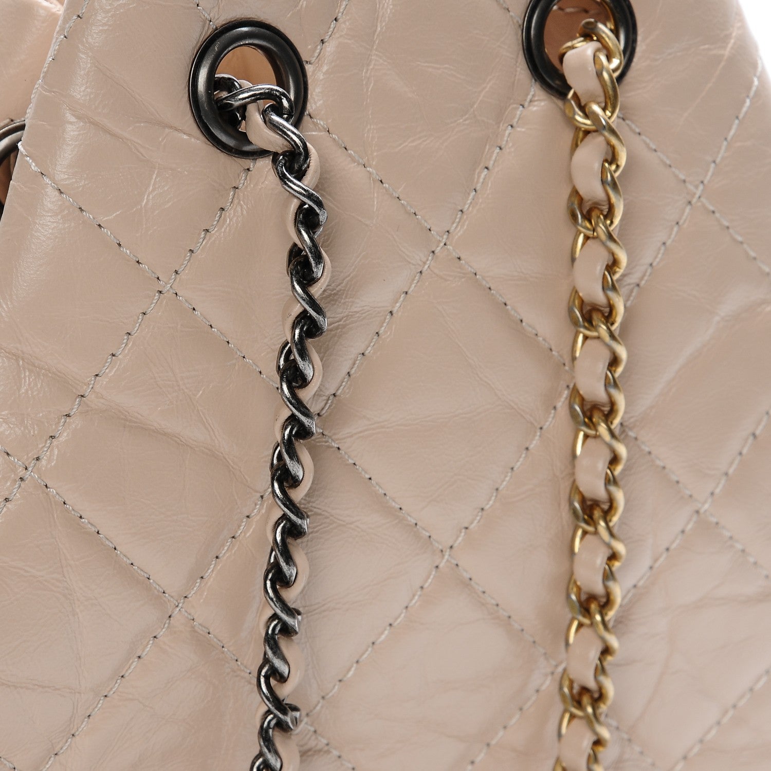 Chanel Aged Calfskin Quilted Gabrielle Backpack Beige Black 5 of 7