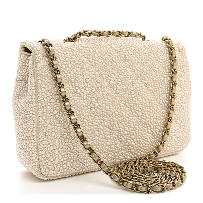 Chanel Metallic Lambskin Quilted Pearl Flap Gold White 3 of 11