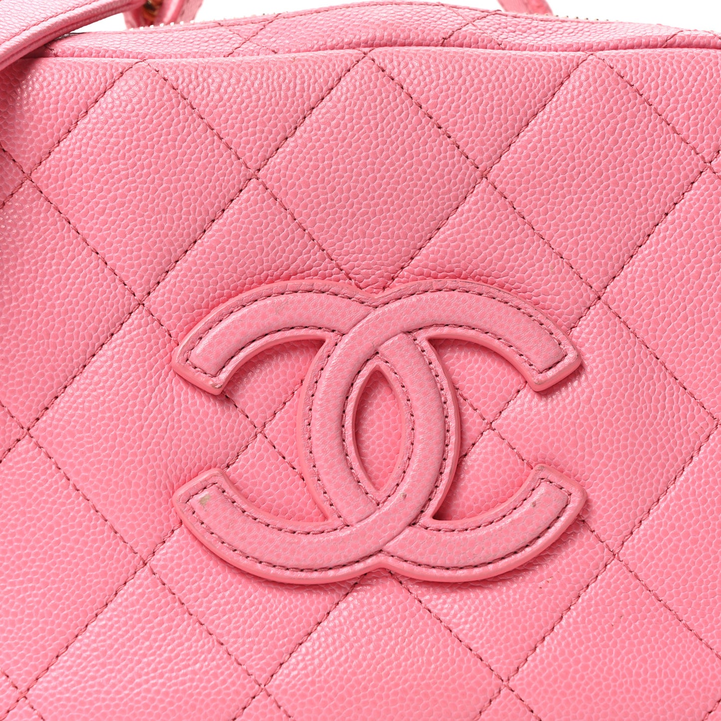 Caviar Quilted Small Top Handle Vanity Case Pink