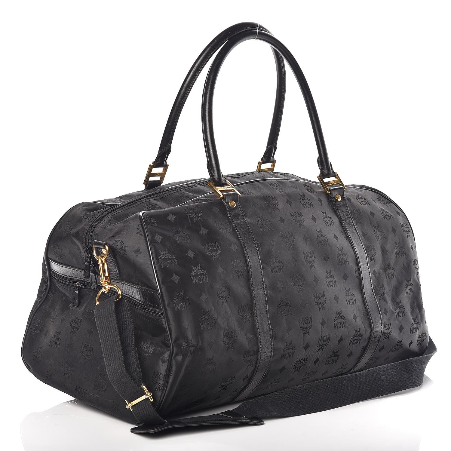 MCM Monogram Coated Canvas Weekender Black 3 of 8