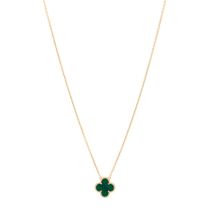 Van Cleef & Arpels 18K Yellow Gold Malachite Vintage Alhambra Pendant Necklace 1 of 5