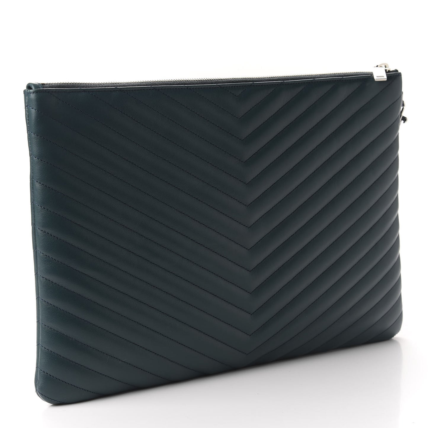 Calfskin Matelasse Chevron Monogram Document Holder Dark Green