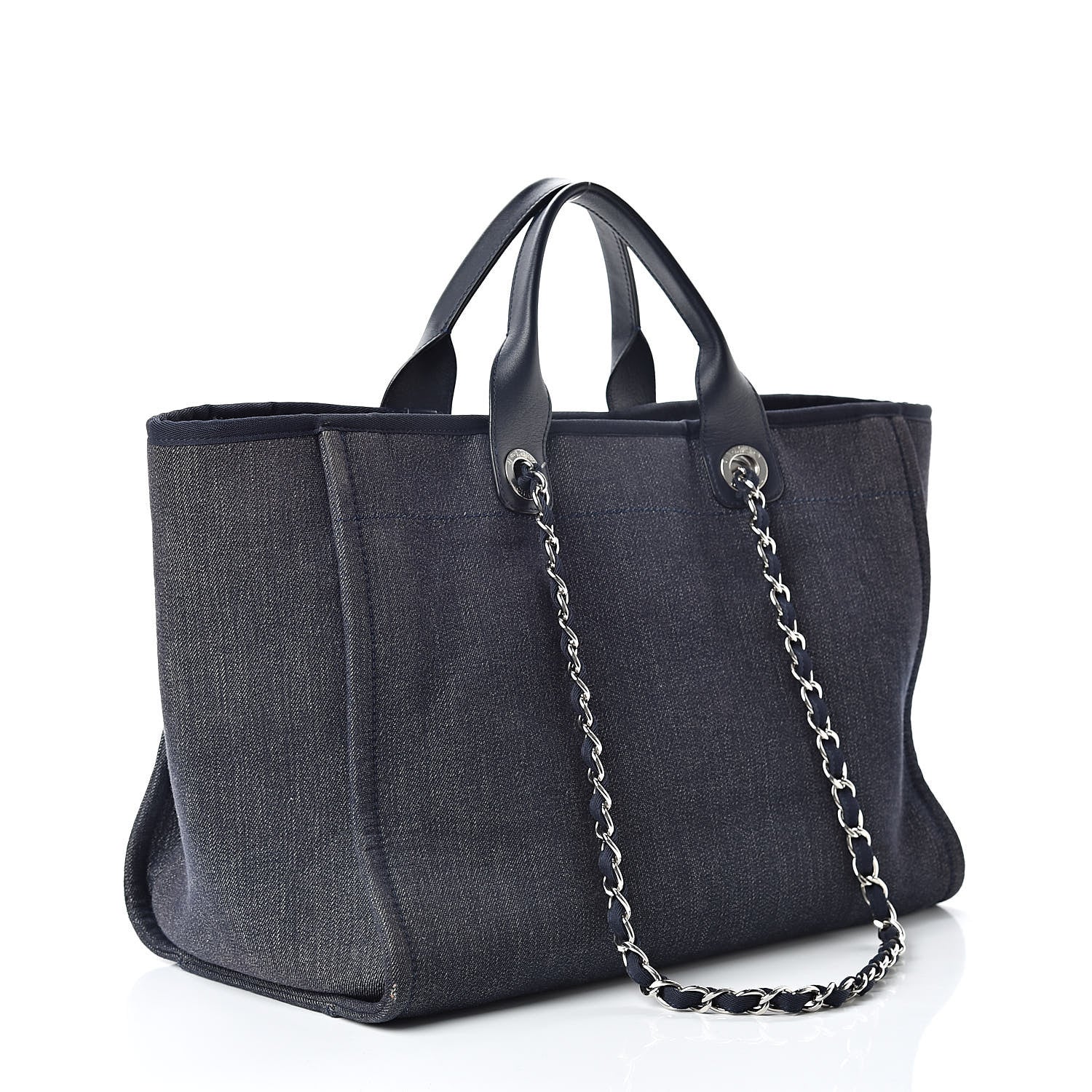 Chanel Canvas Large Deauville Tote Blue Orange 3 of 10