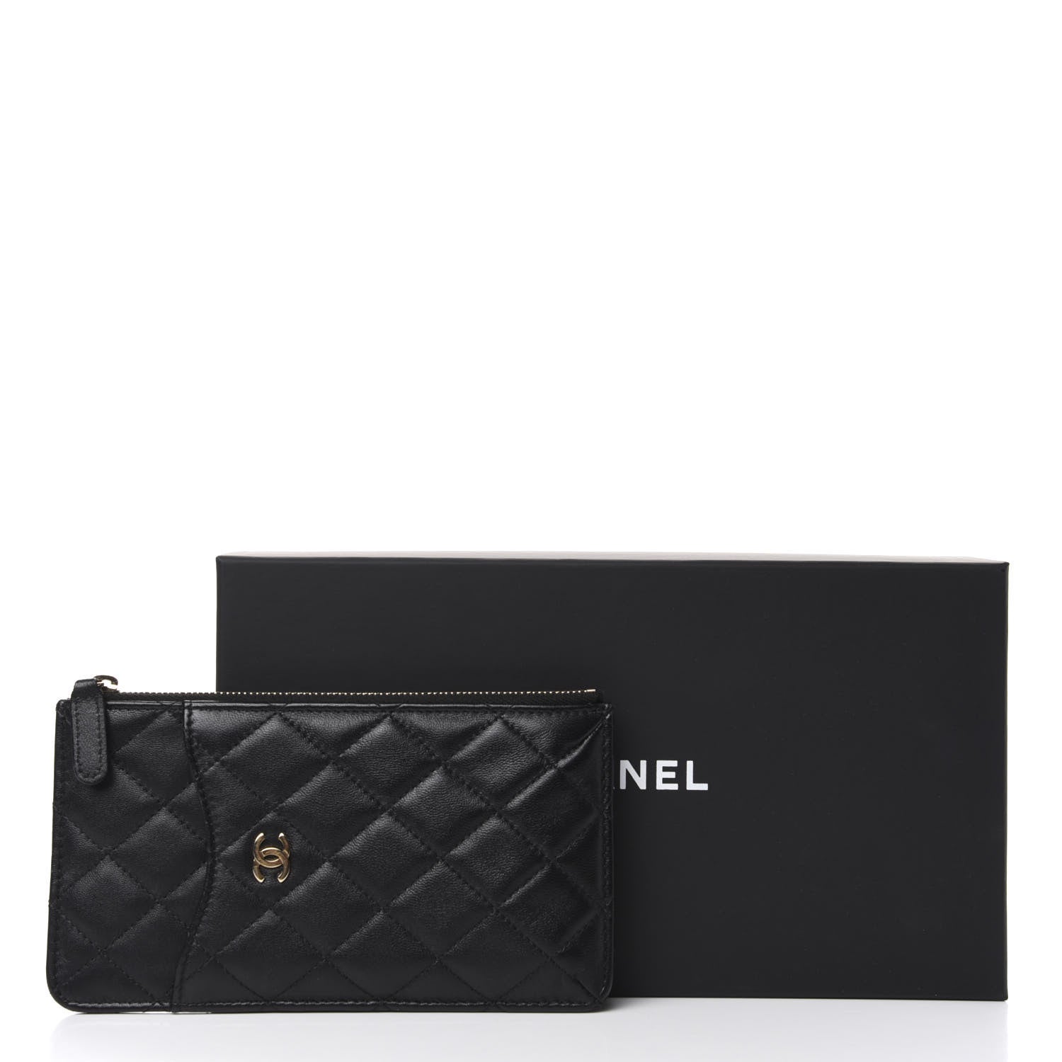 Chanel Lambskin Quilted Classic Flat Wallet Pouch Black 8 of 8