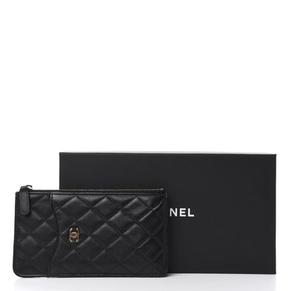 Chanel Lambskin Quilted Classic Flat Wallet Pouch Black 8 of 8
