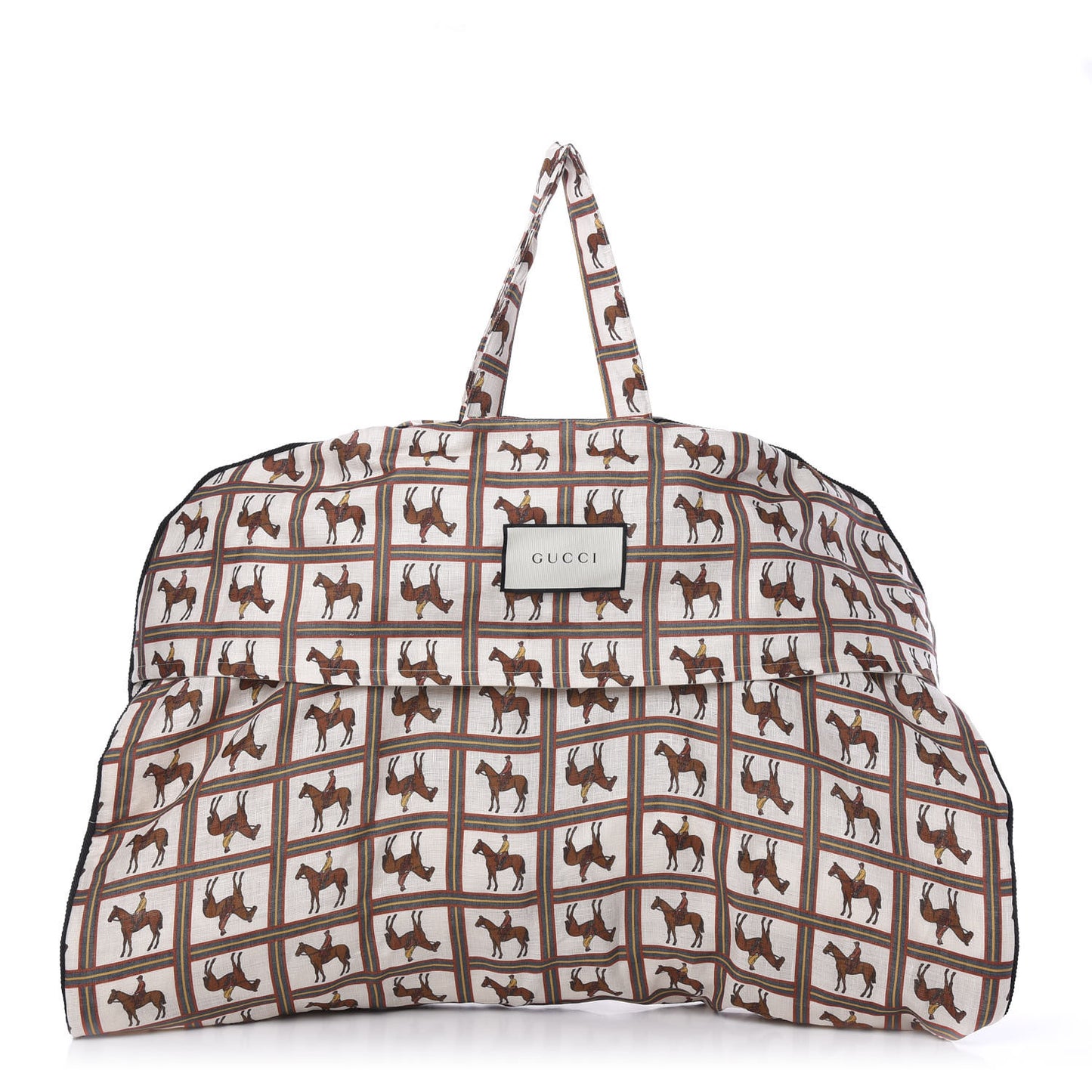 Equestrian Print Canvas Garment Weekend Travel Bag