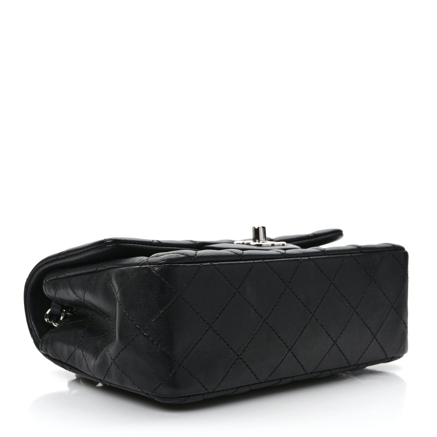 Lambskin Quilted Mini Rectangular Flap Black