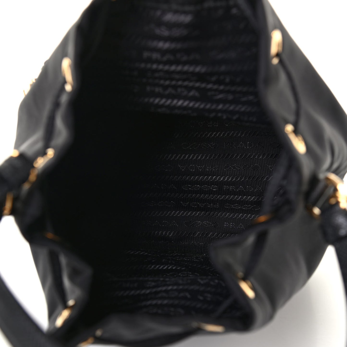 Saffiano Tessuto Nylon Mini Bucket Crossbody Bag Black